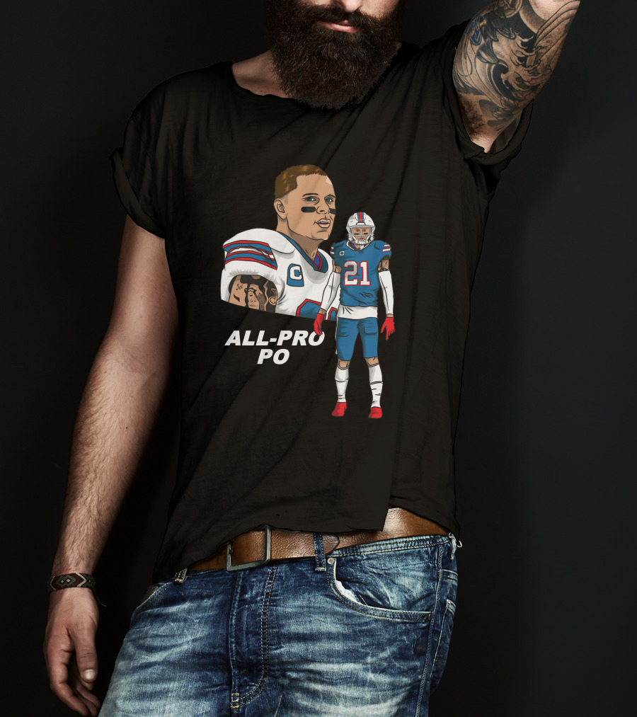 All Pro Po Football Player With Blue And Red Uniform T-Shirt