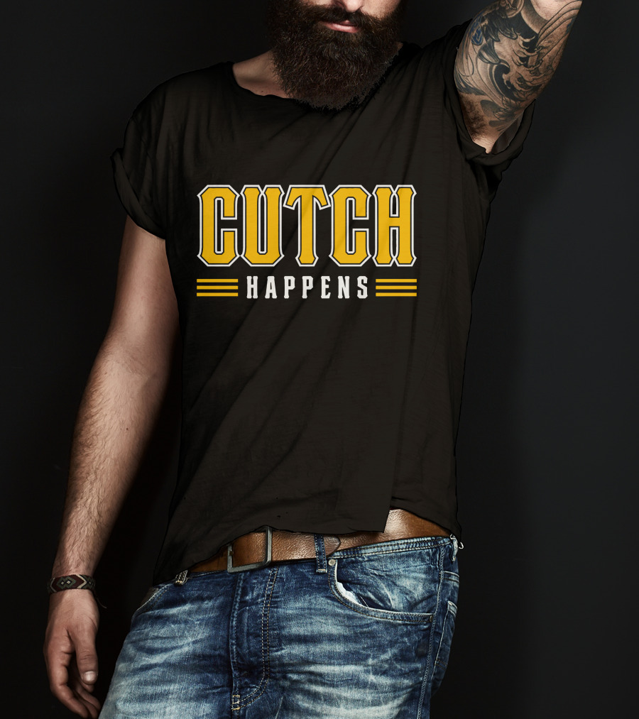Cutch Happens Baseball Humor Yellow T-Shirt