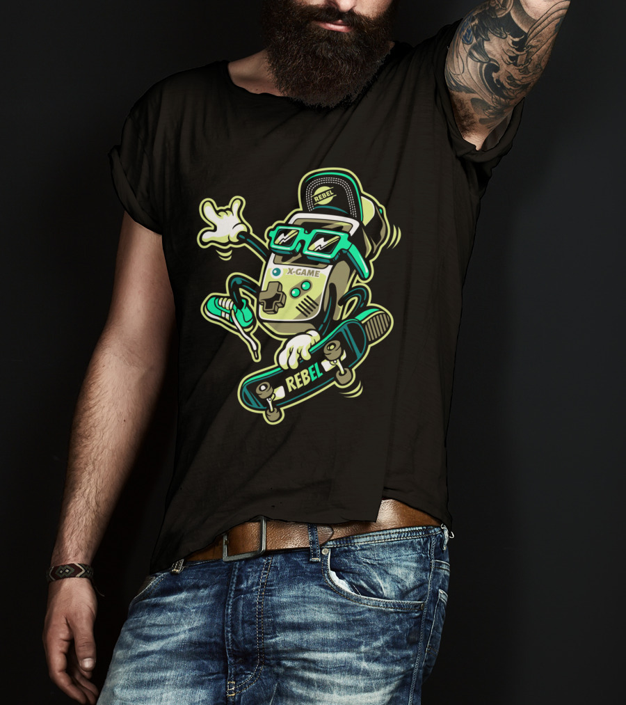 X-Game Rebel Skates Retro Gamer T-Shirt