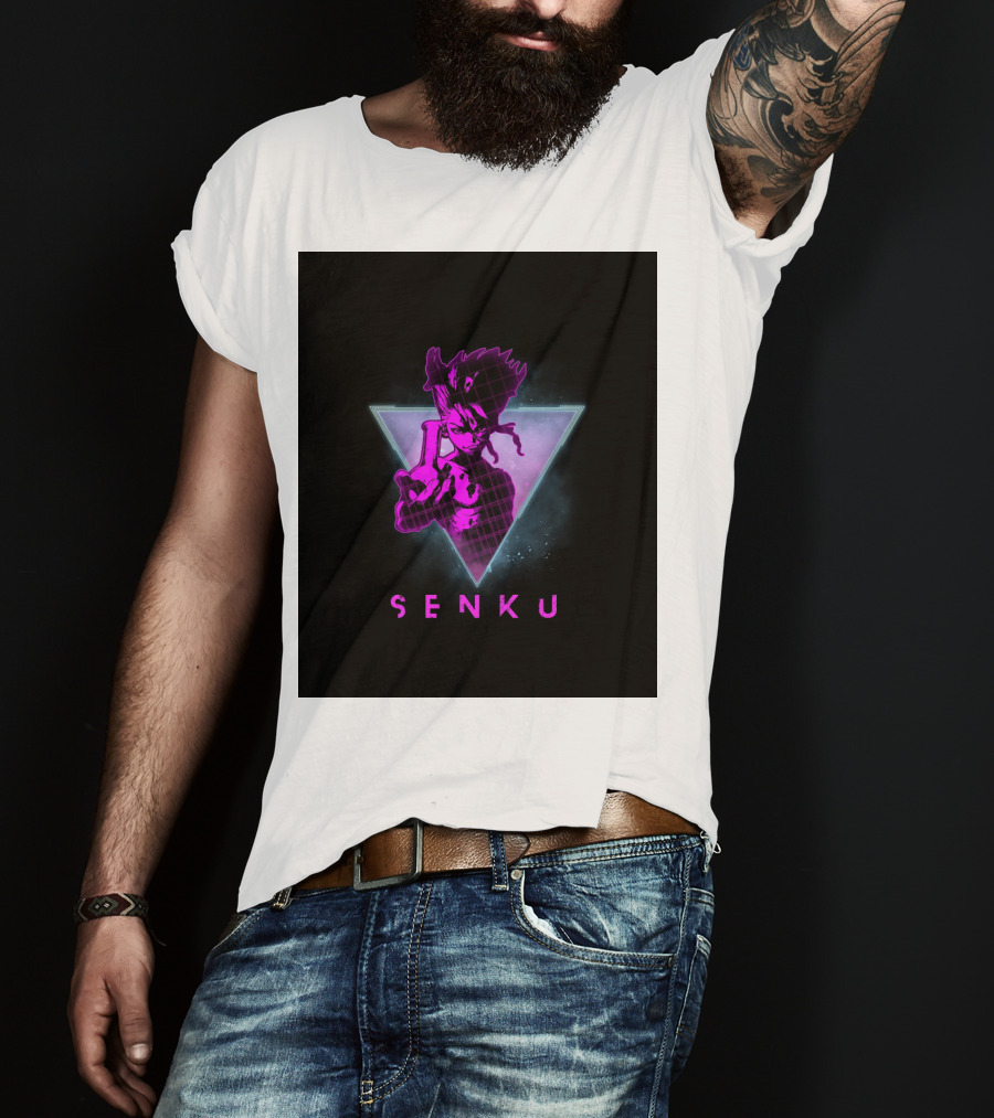 Senku Ishigami Neon 80s Retro Aesthetic Dr Stone Anime T-Shirt