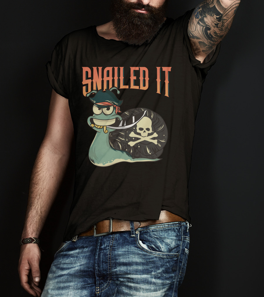 Snailed It Pirate Skull Snail Kawaii T-Shirt