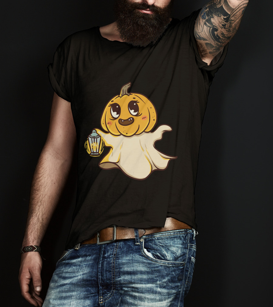 Ghost Pumpkin Kawaii Lantern-Faced Jack O' Lantern T-Shirt
