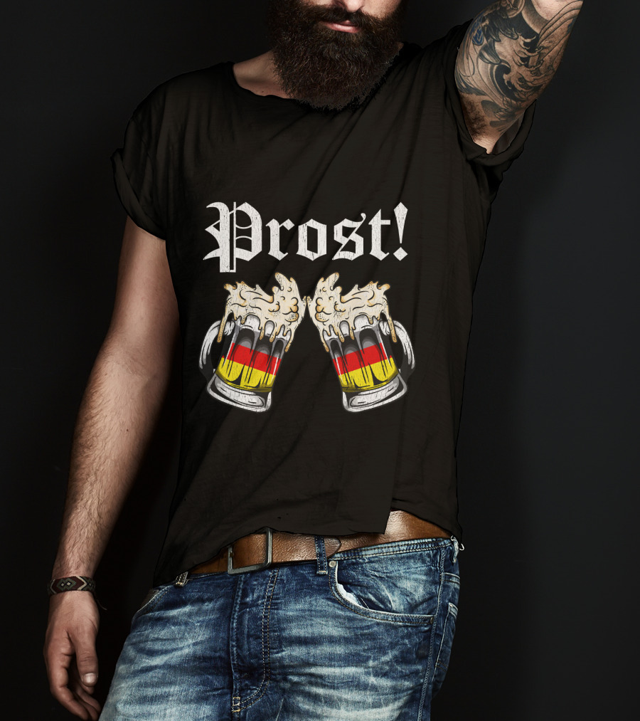Prost Cheers Oktoberfest Beer German Flag Mugs T-Shirt