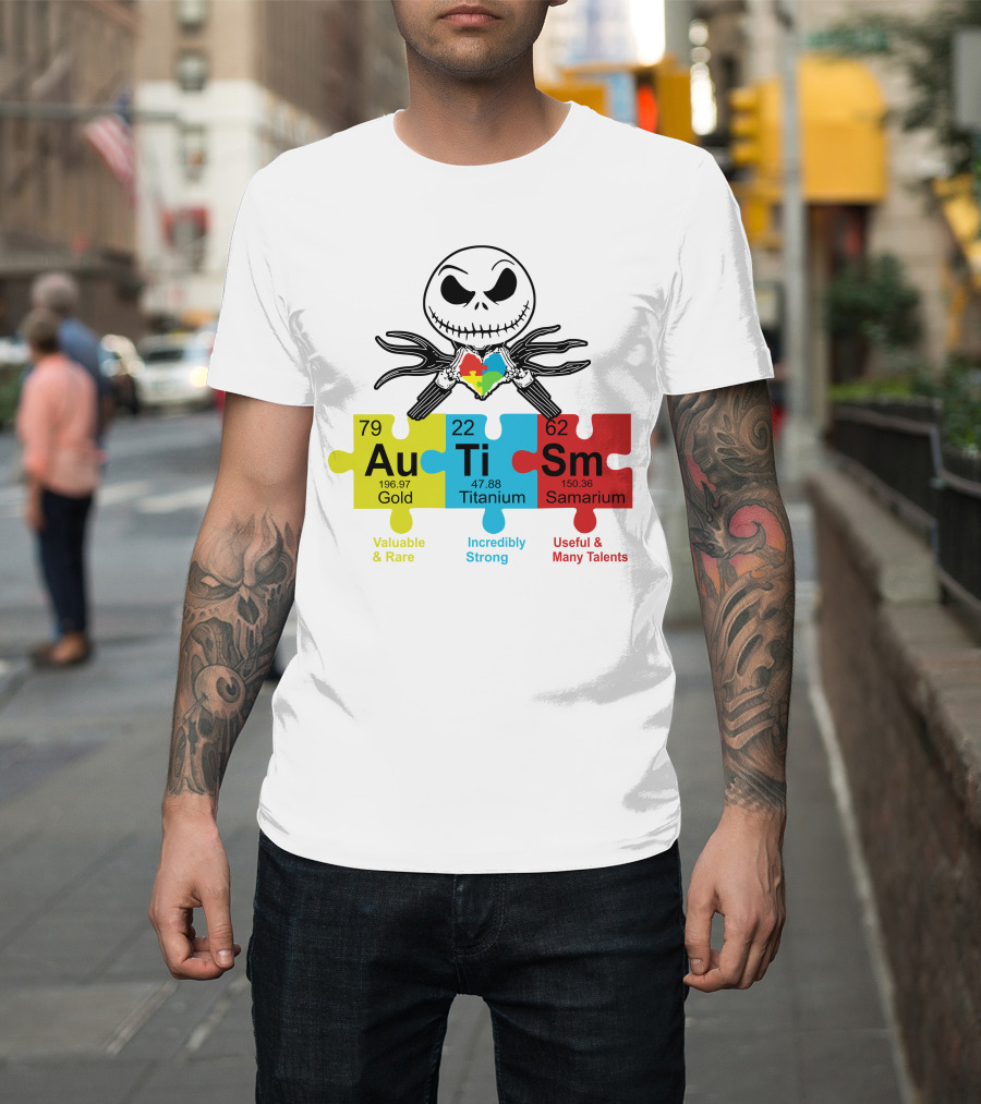 Jack Skellington AuTiSm Puzzle Periodic Table Valuable Rare Incredibly Strong Talents T-Shirt