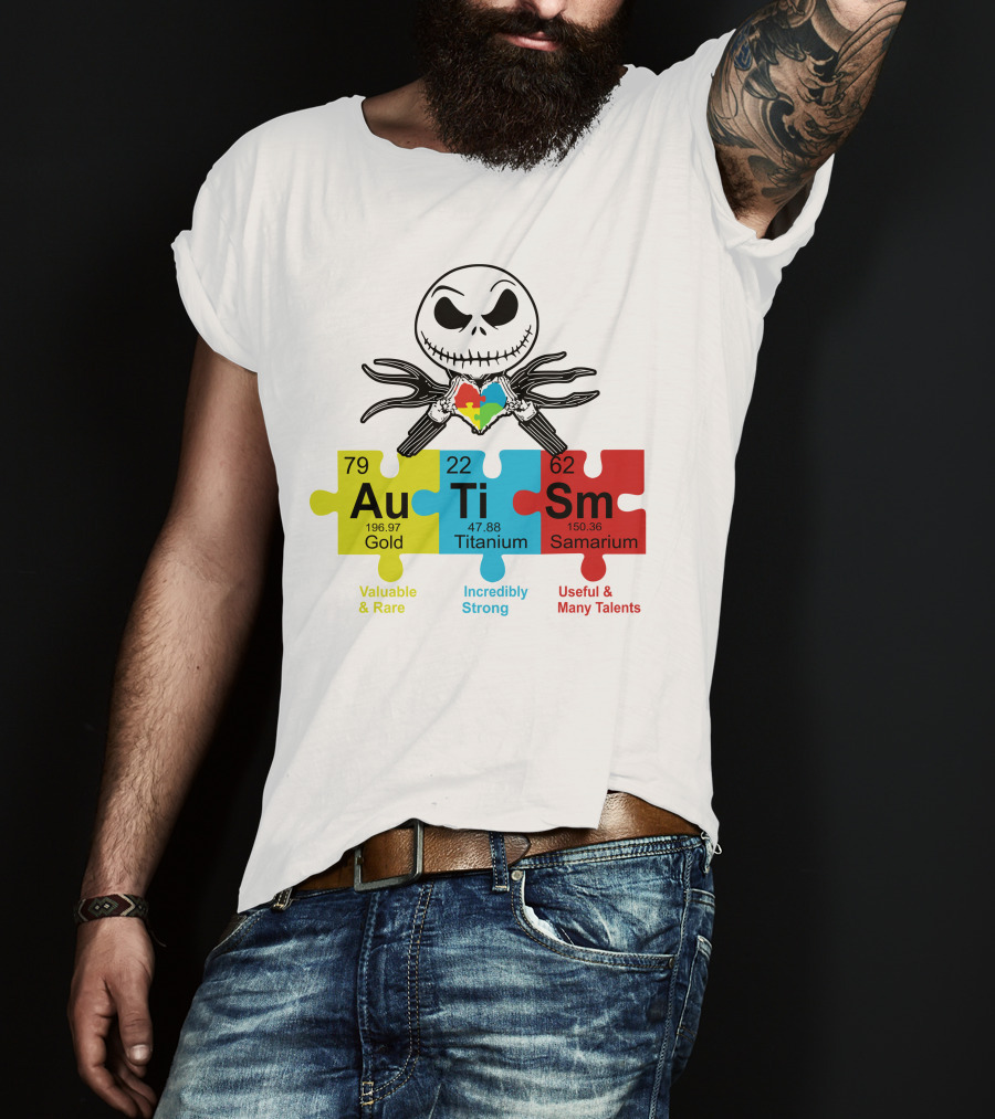 Jack Skellington AuTiSm Puzzle Periodic Table Valuable Rare Incredibly Strong Talents T-Shirt