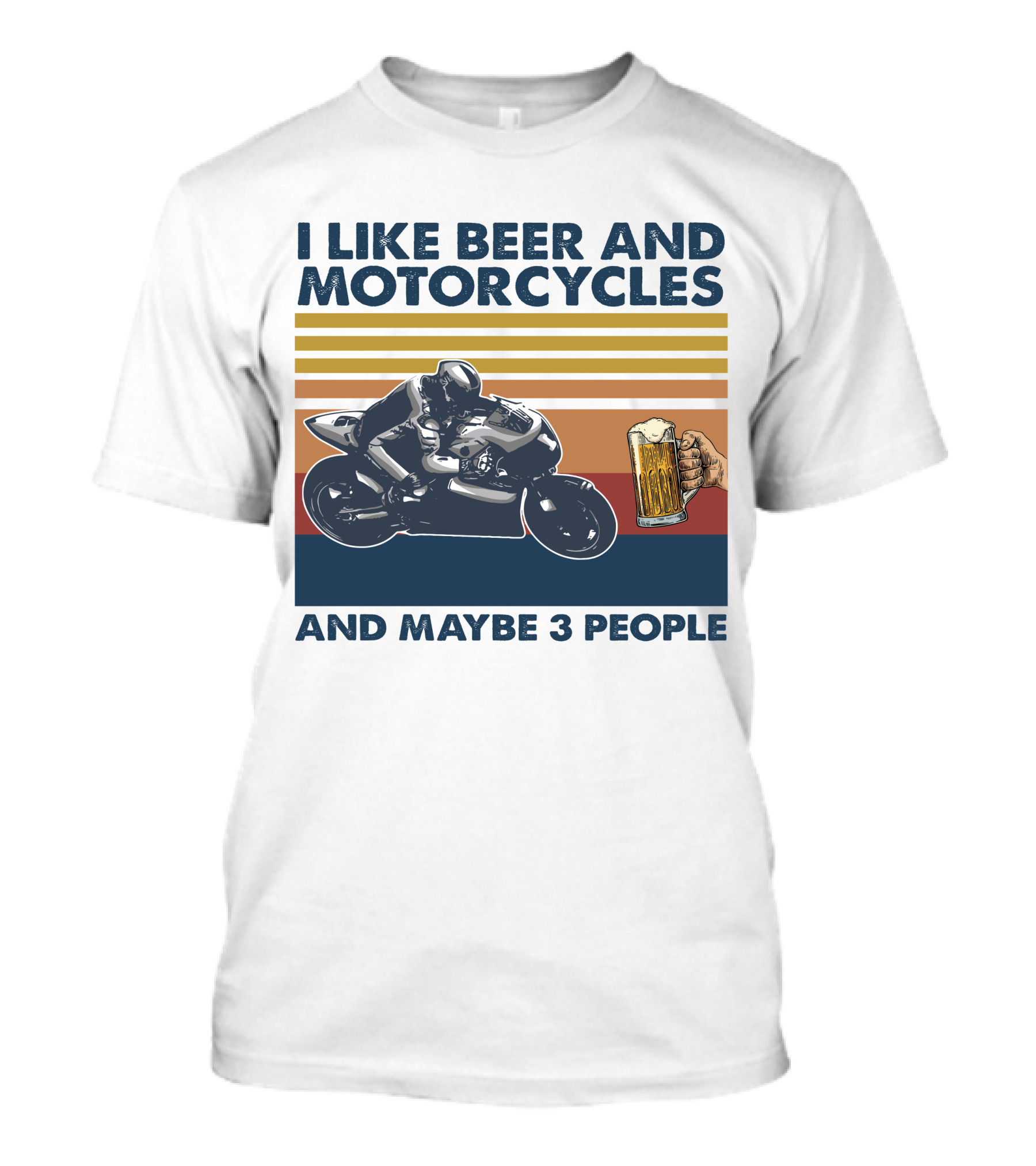 I Like Beer And Motorcycles Vintage Style With Beer Mug And Racer T-Shirt