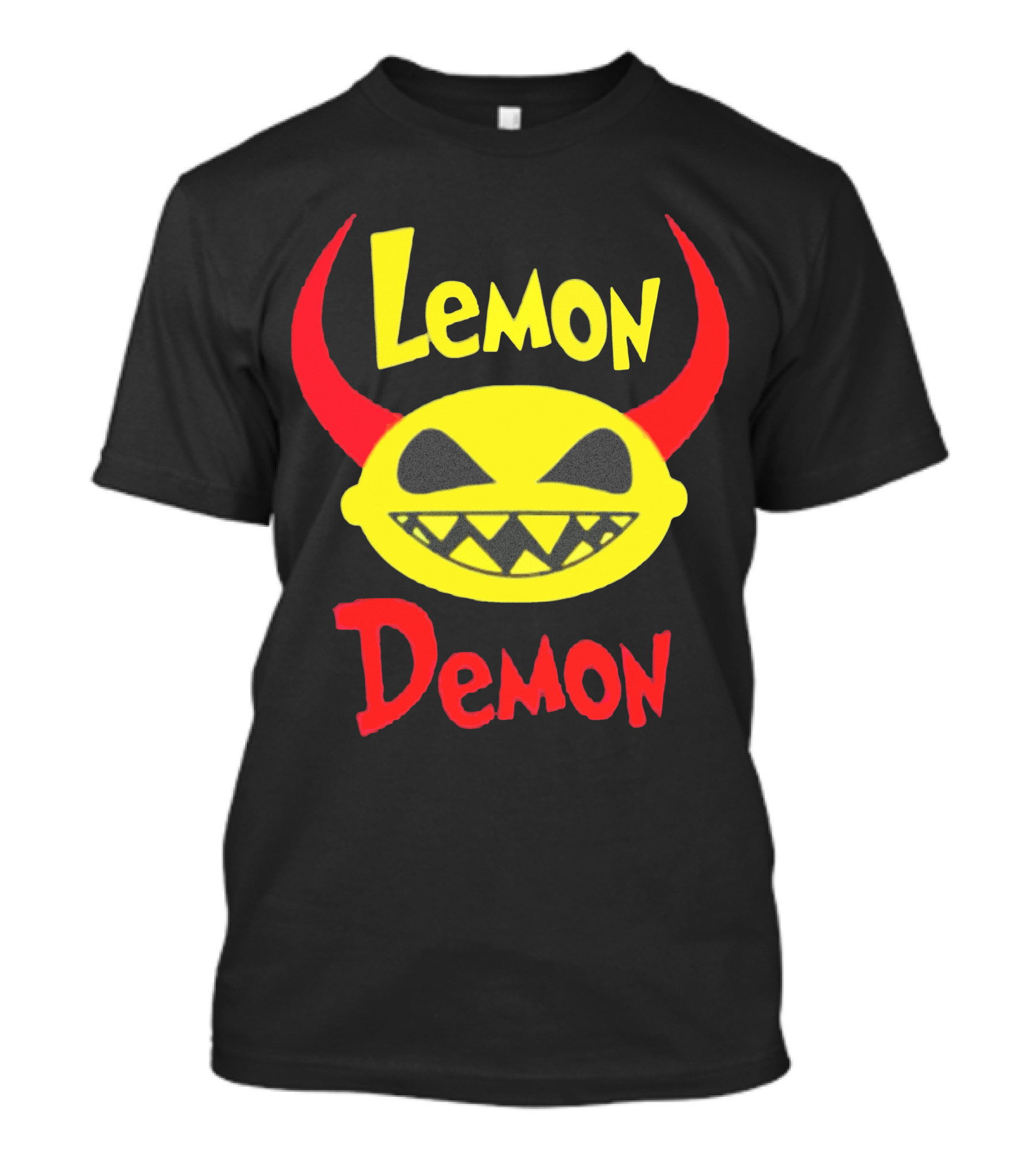 Lemon Demon Smiling Yellow Face With Red Horns T-Shirt