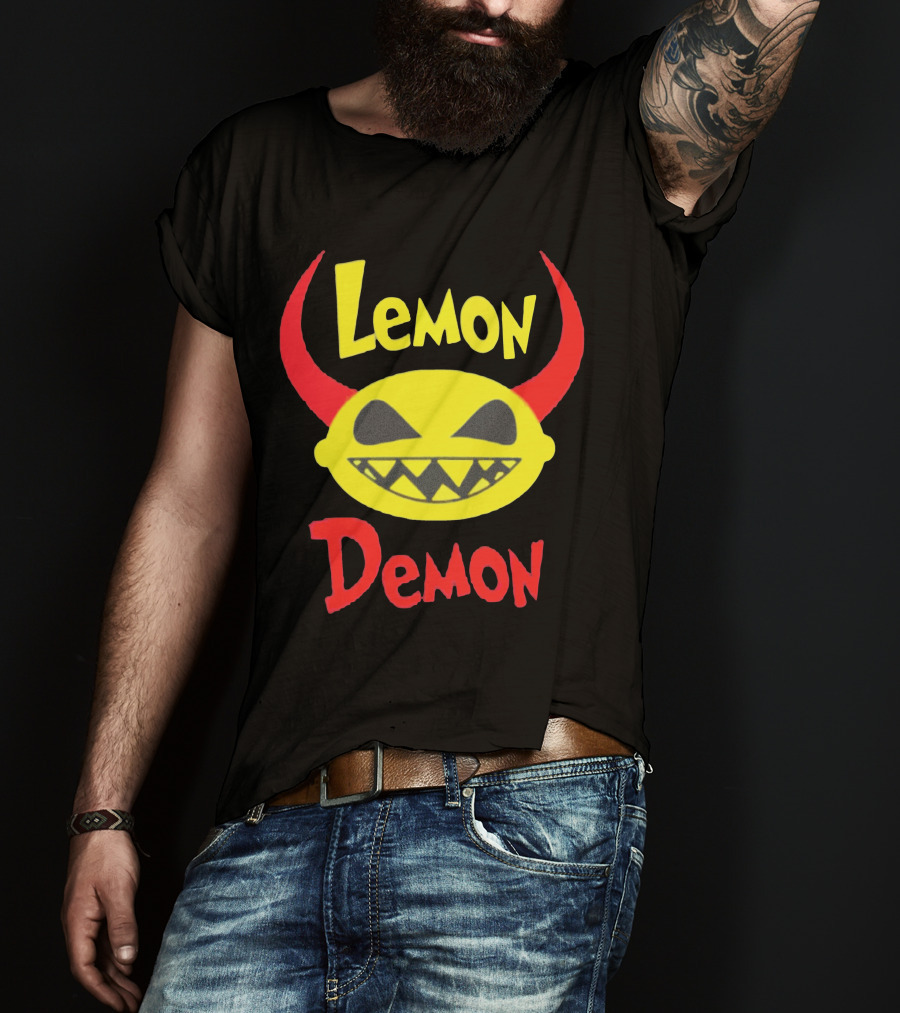 Lemon Demon Smiling Yellow Face With Red Horns T-Shirt