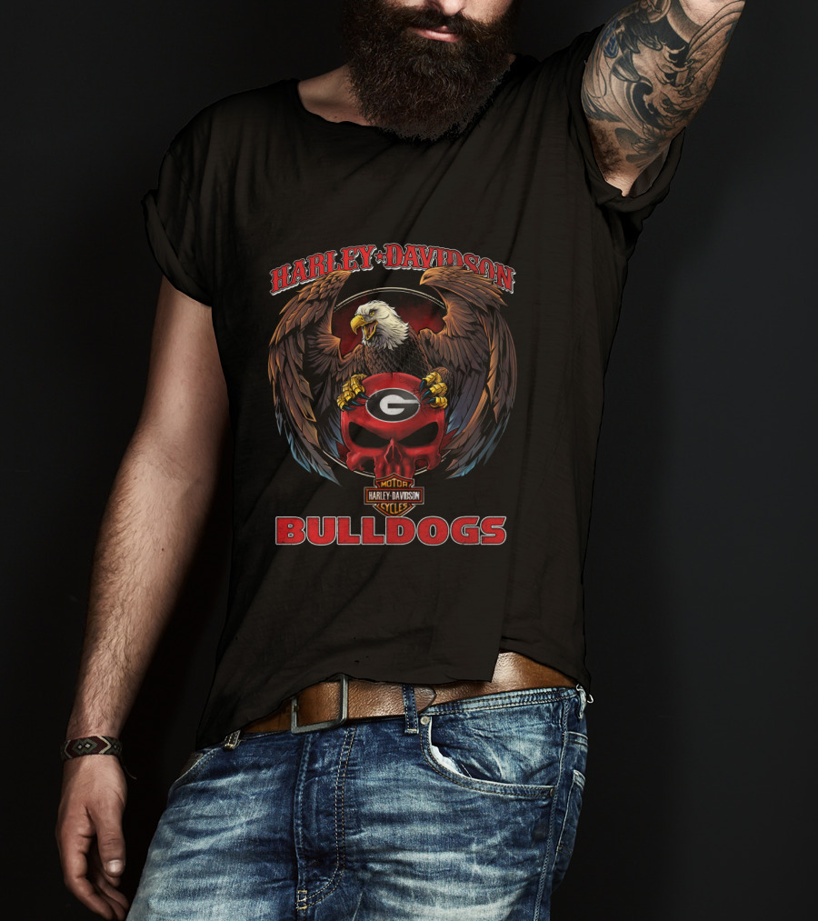 Harley Davidson Georgia Bulldogs Eagle Motorcycle Cycles T-Shirt