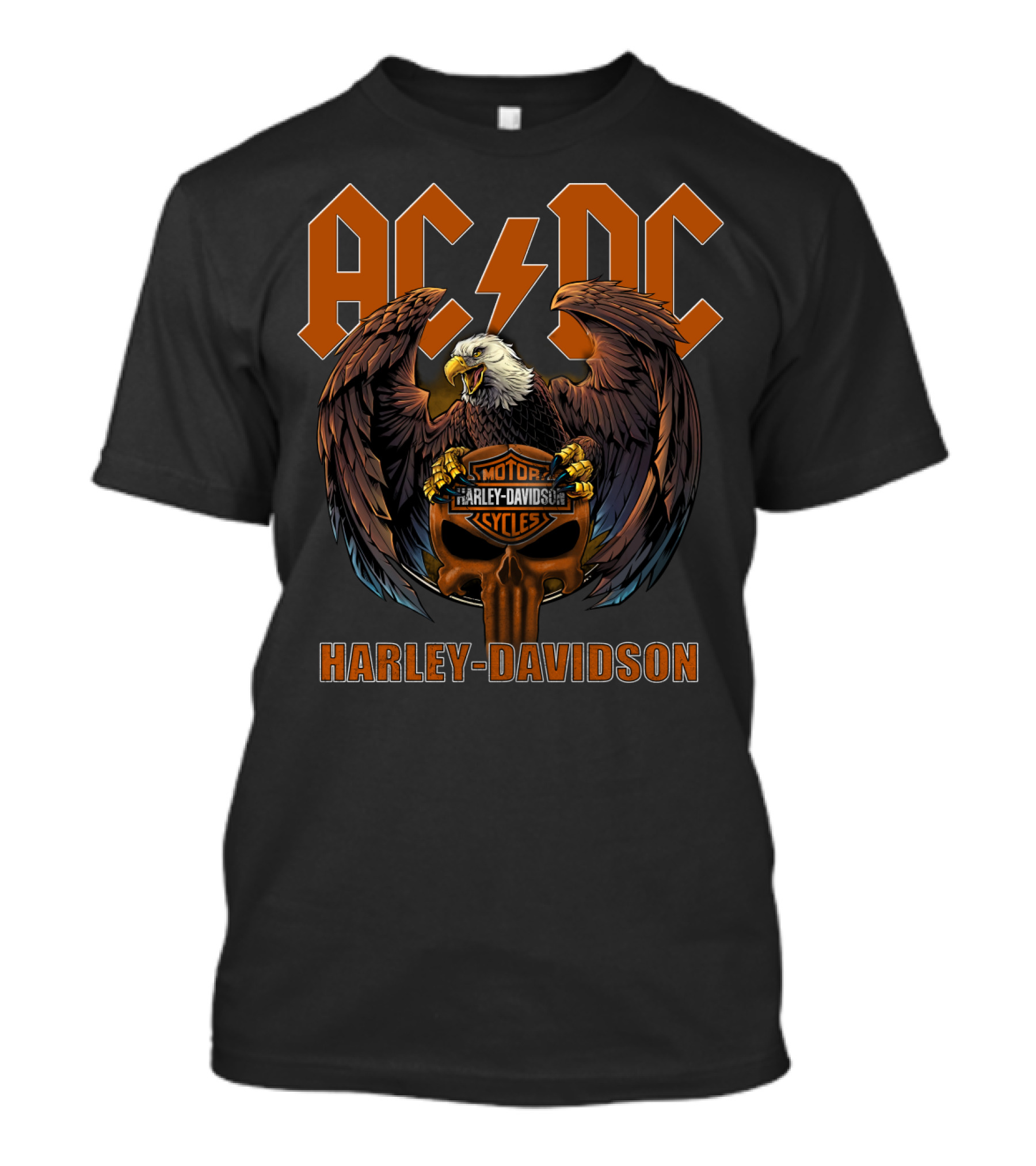 Acdc Harley Davidson Motorcycles Eagle Skulls T-Shirt