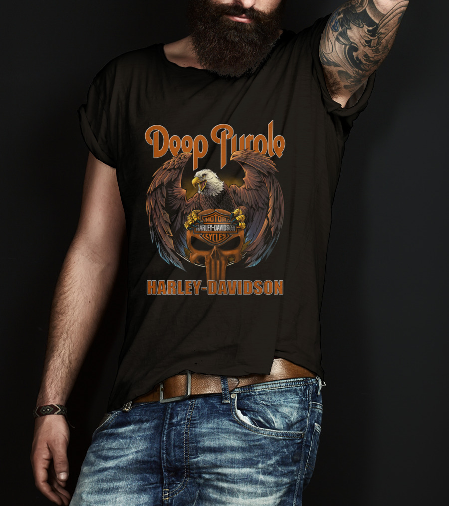 Deep Purple Harley Davidson Motor Cycles Eagle T-Shirt