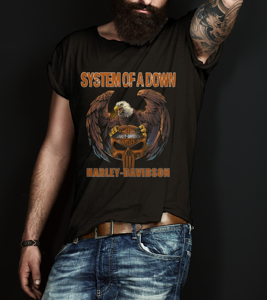 System Of A Down Harley Davidson Motor Cycles Eagle T-Shirt