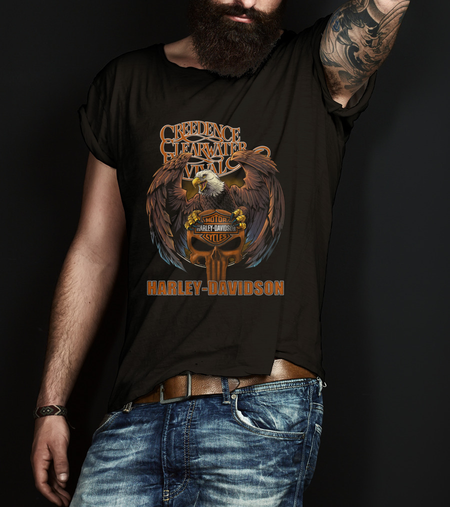 Creedence Clearwater Revival Harley Davidson Motorcycles Eagle T-Shirt