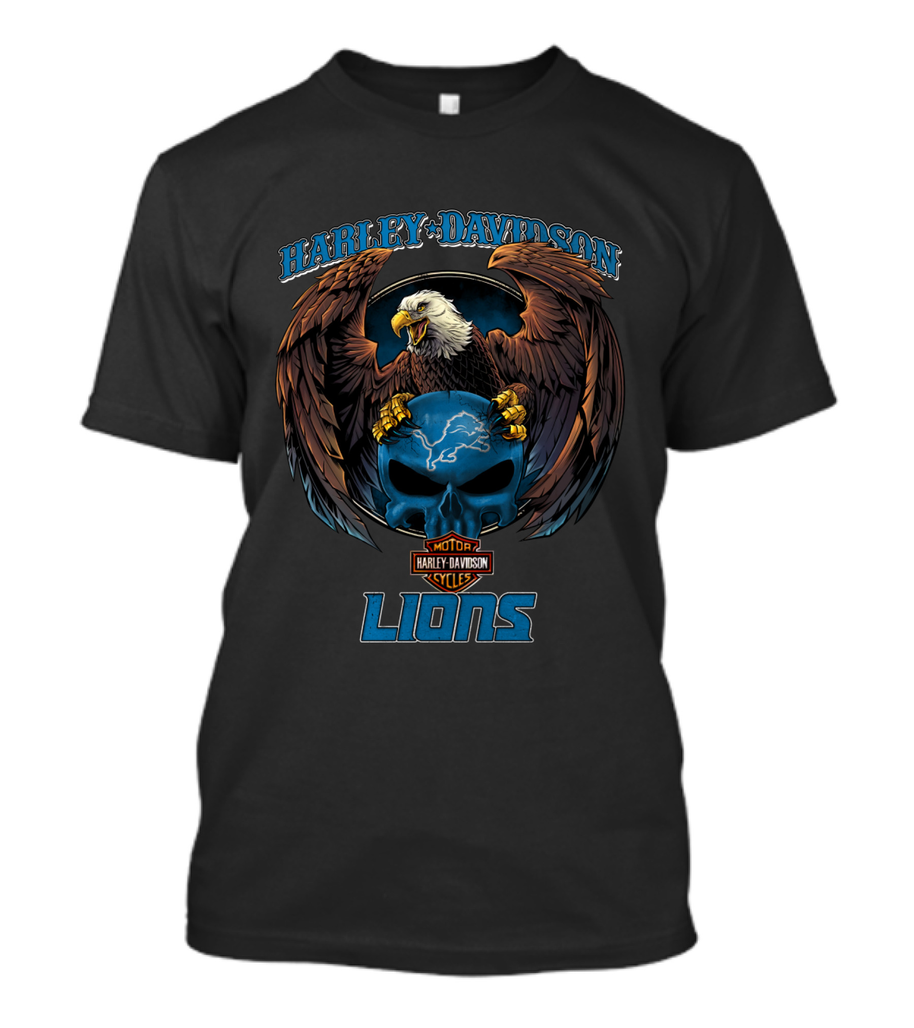 Harley Davidson Motor Cycles Lions Eagle Skull T-Shirt