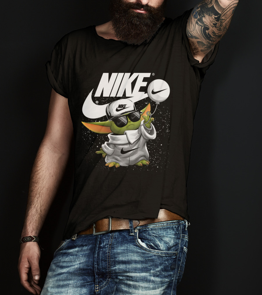 Nike Baby Yoda With Sunglasses And Balloon T-Shirt