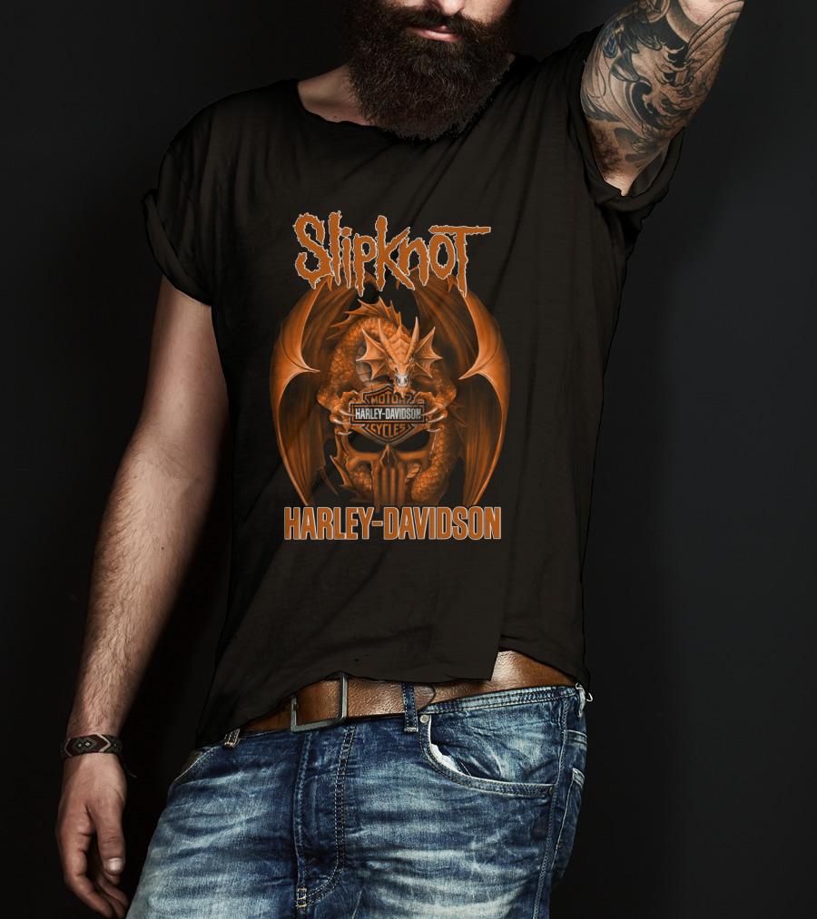 Slipknot Harley Davidson Cycles Dragon Skull T-Shirt