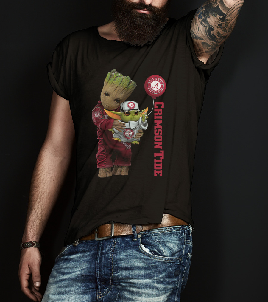 G&Y-Alabama Crimson Tide Groot And Baby Yoda T-Shirt