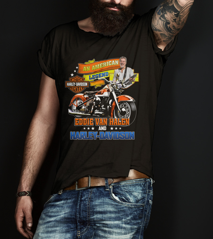 An American Legend Eddie Van Halen And Harley Davidson Cycles T-Shirt