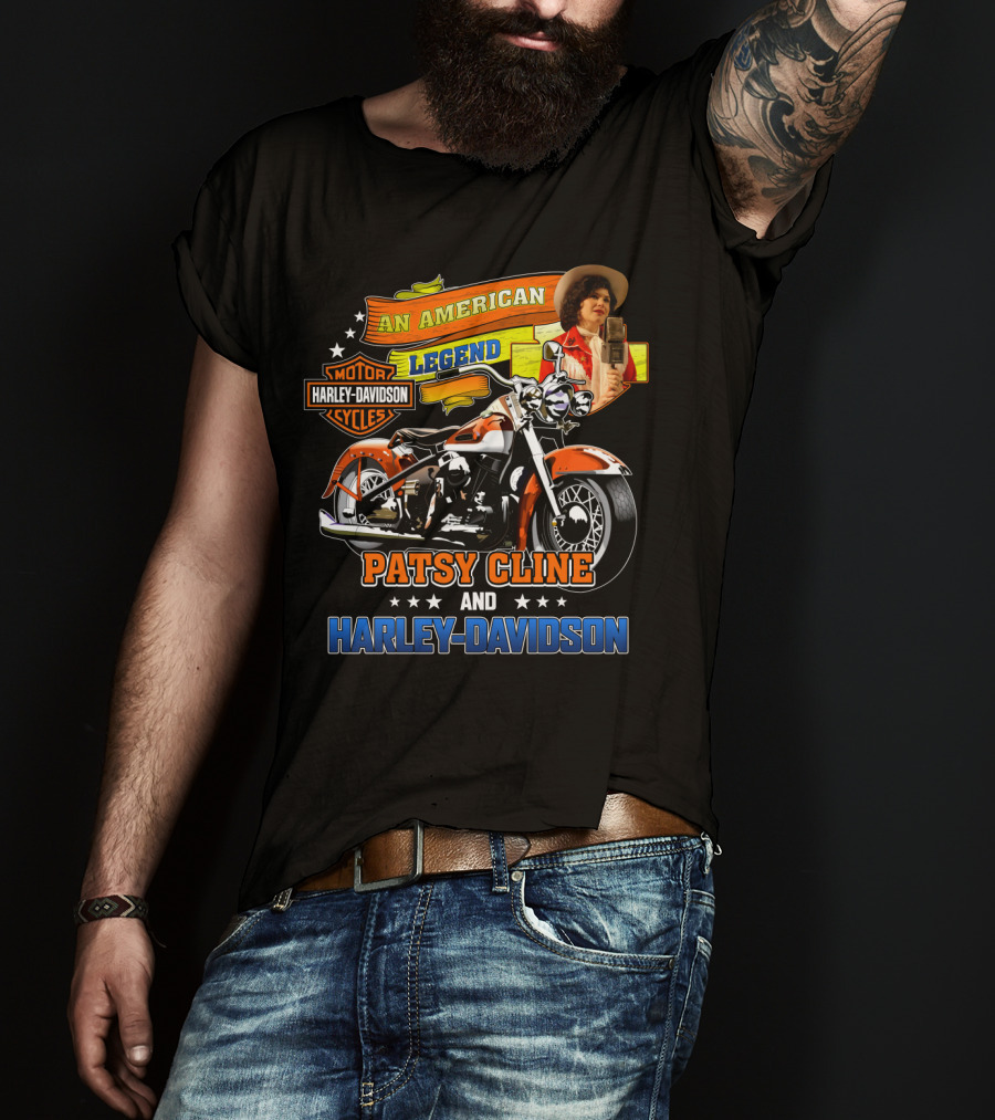 An American Legend Patsy Cline And Harley Davidson Motor Cycles T-Shirt