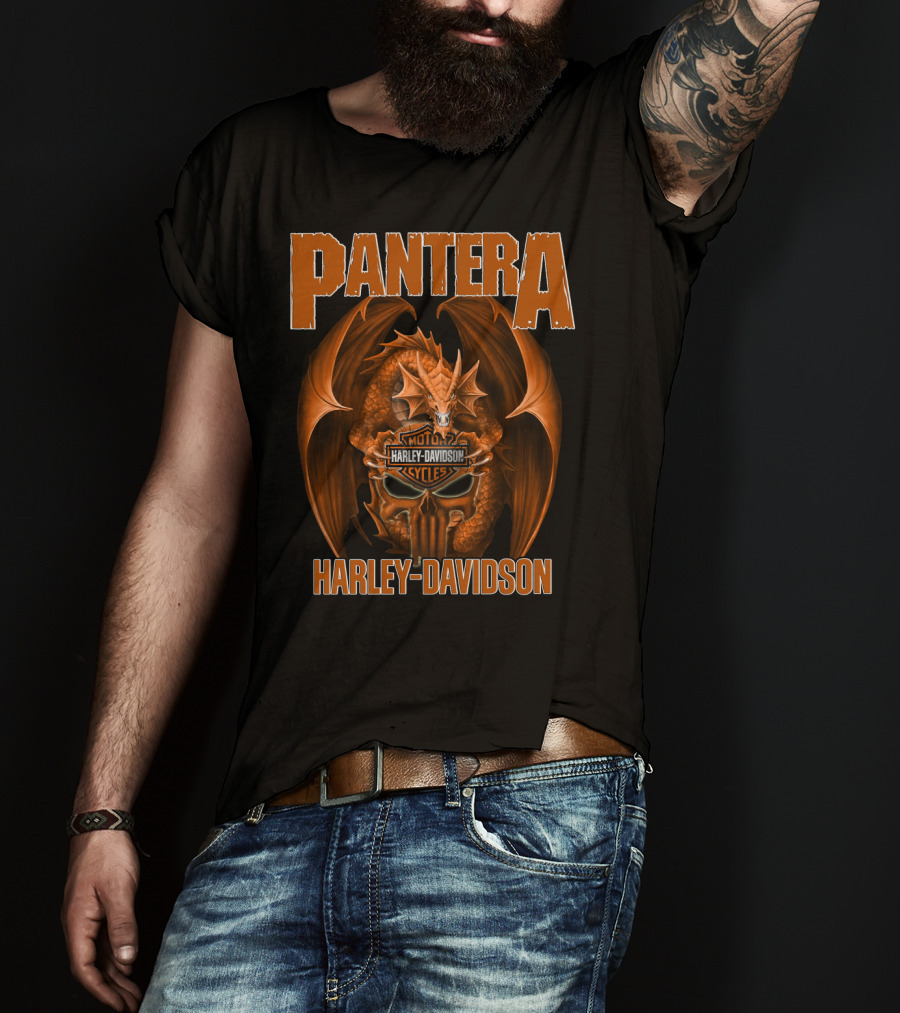 Pantera Harley Davidson Motorcycle Cycles Dragon T-Shirt
