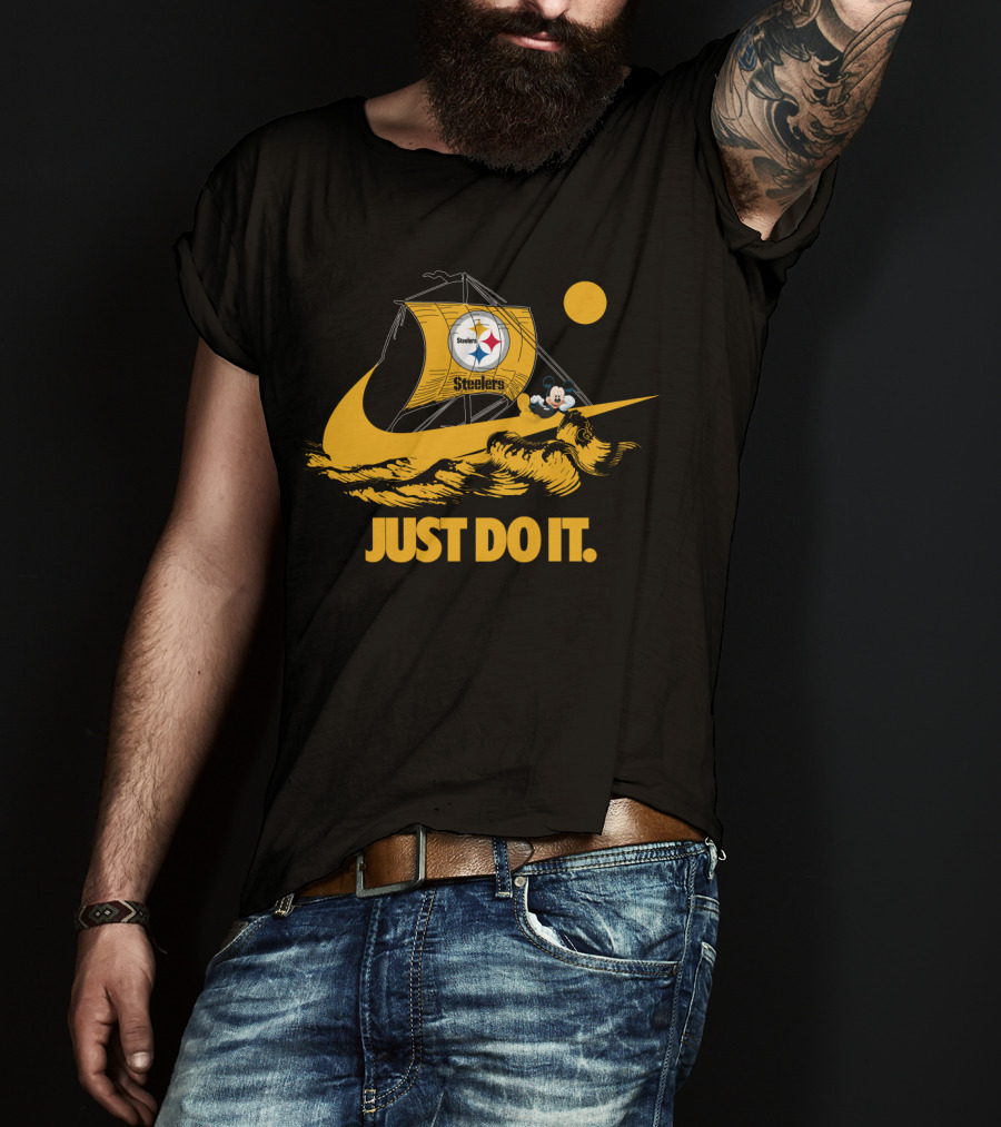 Just Do It Pittsburgh Steelers Nike Mickey Sailboat T-Shirt