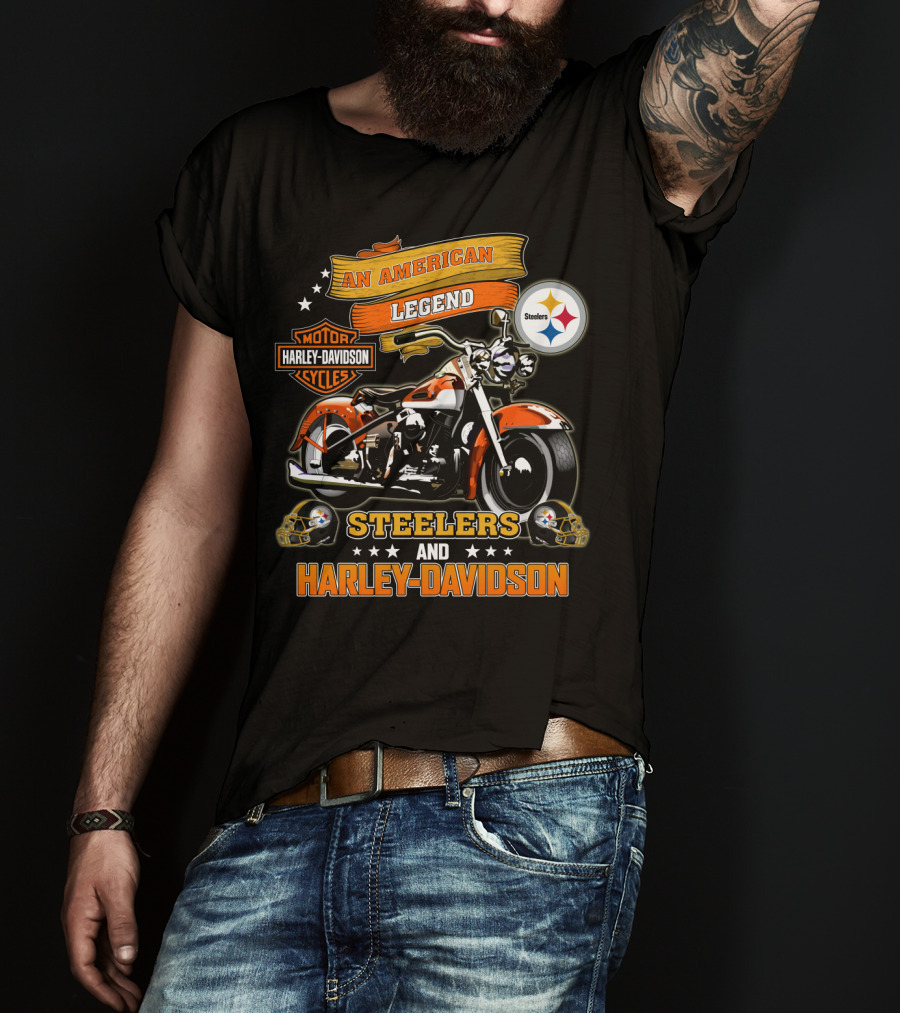 An American Legend Steelers And Harley Davidson T-Shirt