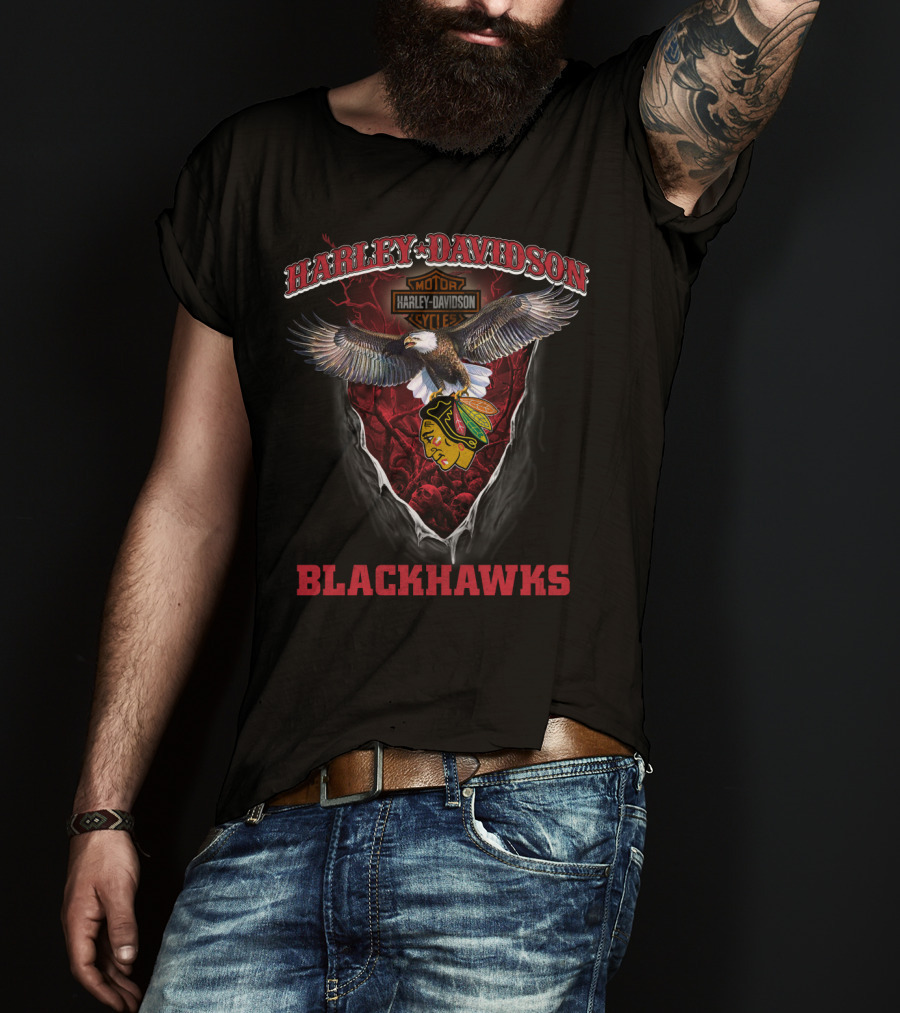 Harley Davidson Motorcycles Eagle Blackhawks T-Shirt