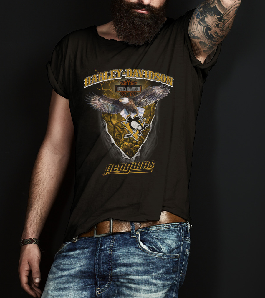 Harley Davidson Pittsburgh Penguins Eagle T-Shirt