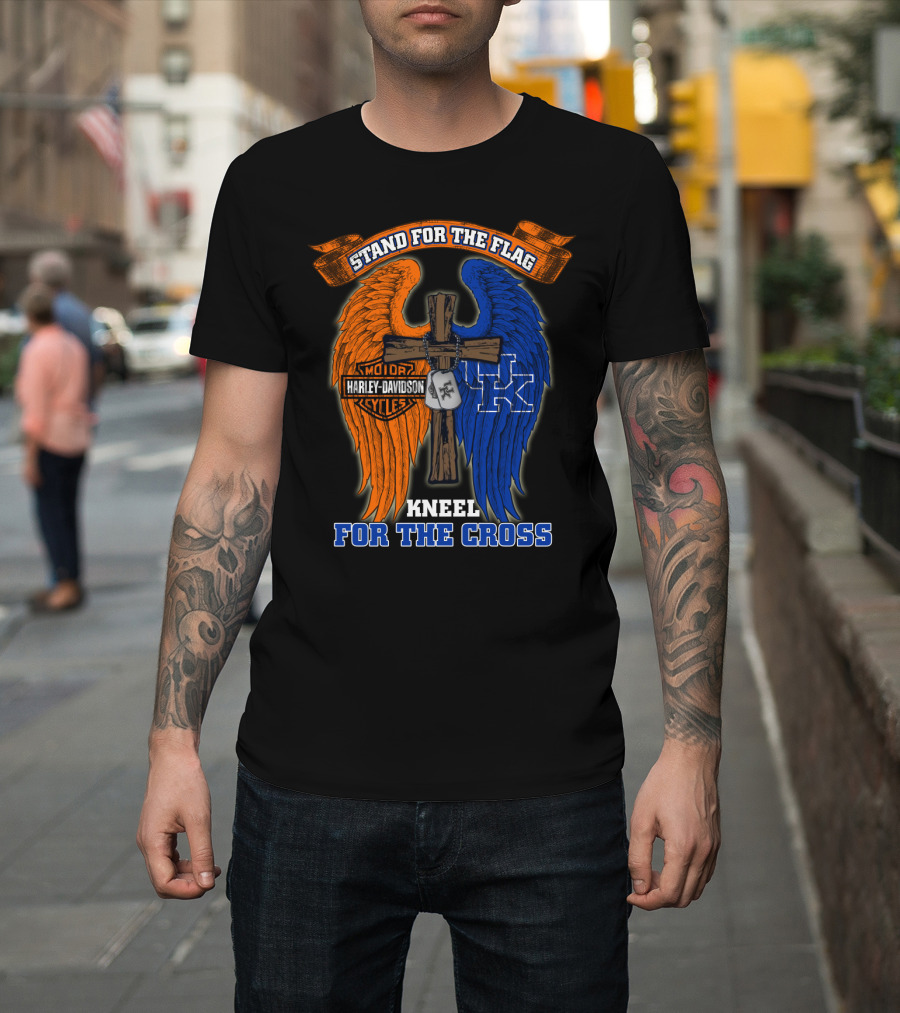 Stand For The Flag Kneel For The Cross Harley Davidson Kentucky Wildcats T-Shirt