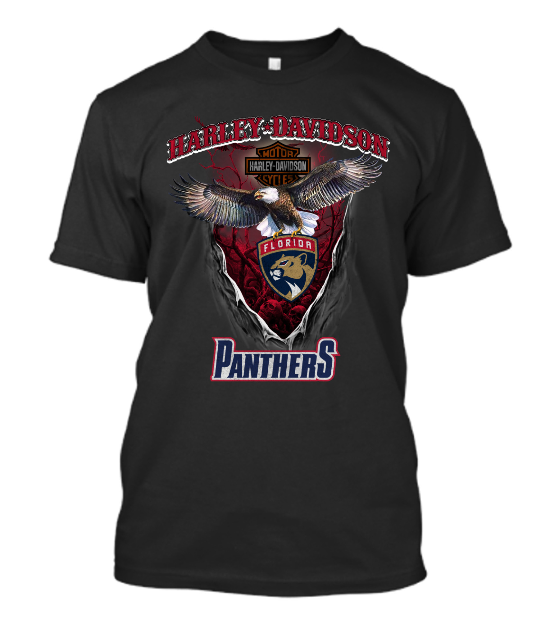 Harley Davidson Florida Panthers Nhl Motorcycle Emblem Eagle T-Shirt