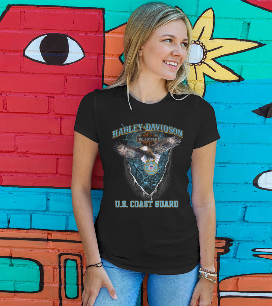 Harley Davidson U.s. Coast Guard Eagle Motor Cycles T-Shirt