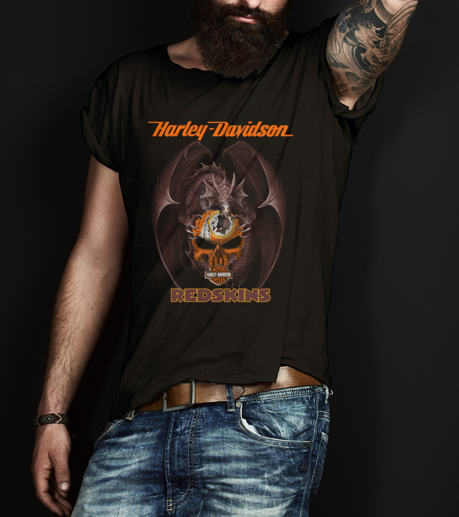 Harley Davidson Redskins Dragon Motorcycle Cycles T-Shirt
