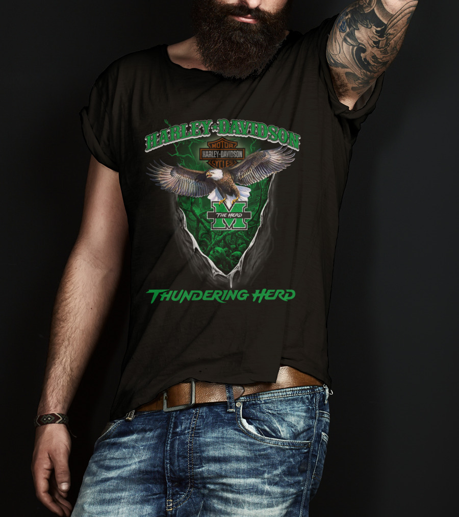 Harley Davidson Motorcycles Marshall Thundering Herd The Herd Eagle T-Shirt