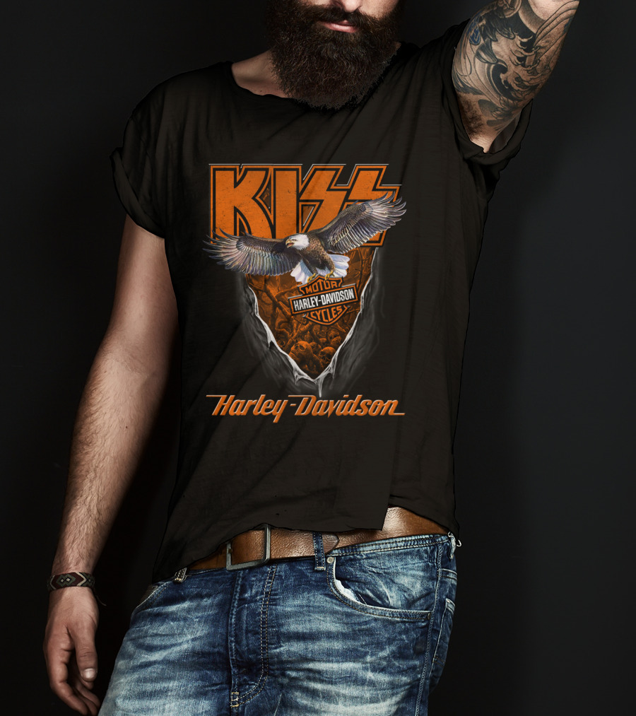 Kiss Harley Davidson Motorcycles Bald Eagle T-Shirt