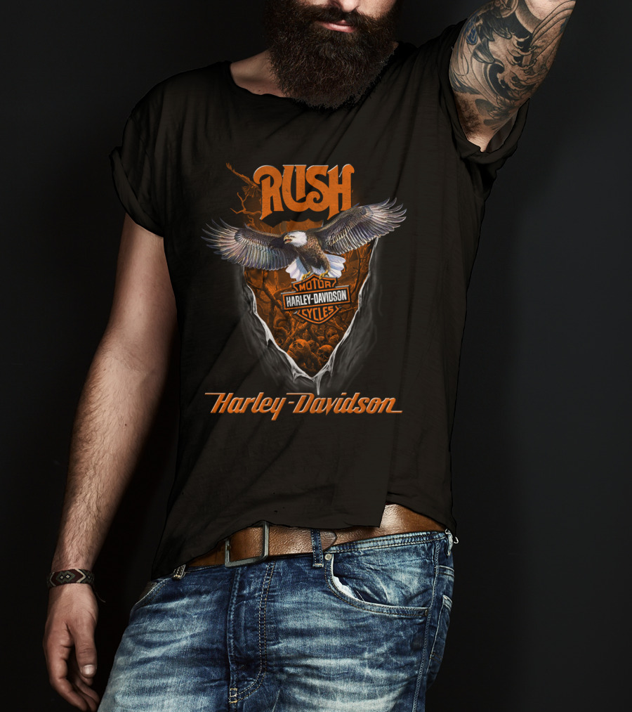 Rush Harley Davidson Motor Cycles Eagle T-Shirt