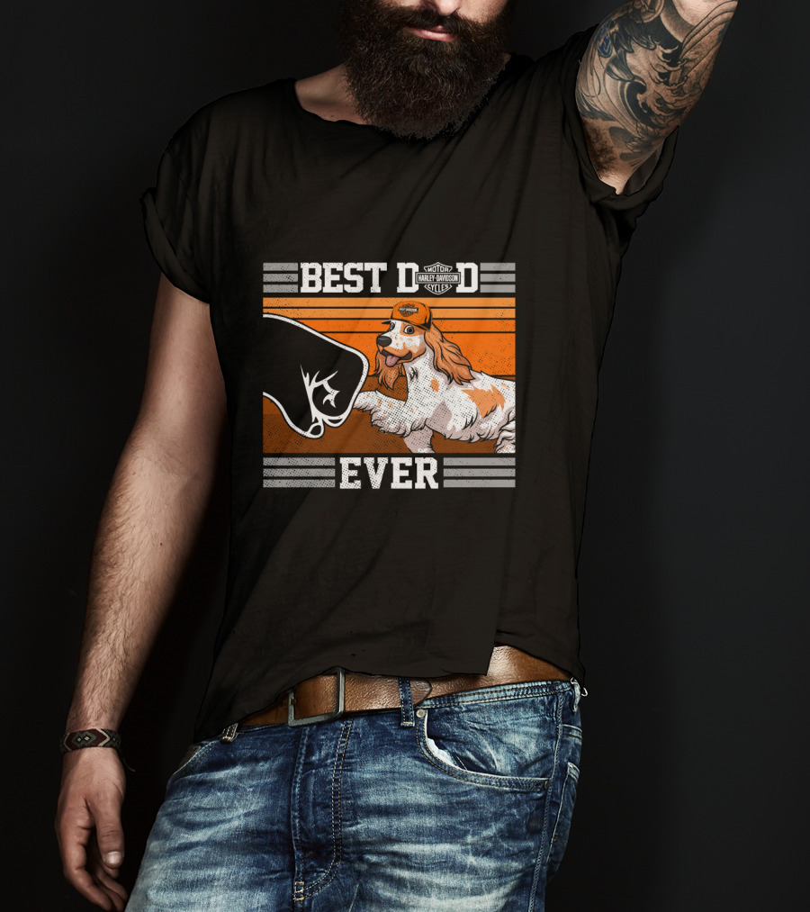 Best Dad Ever Motor Harley English Cocker Spaniel Cycles T-Shirt