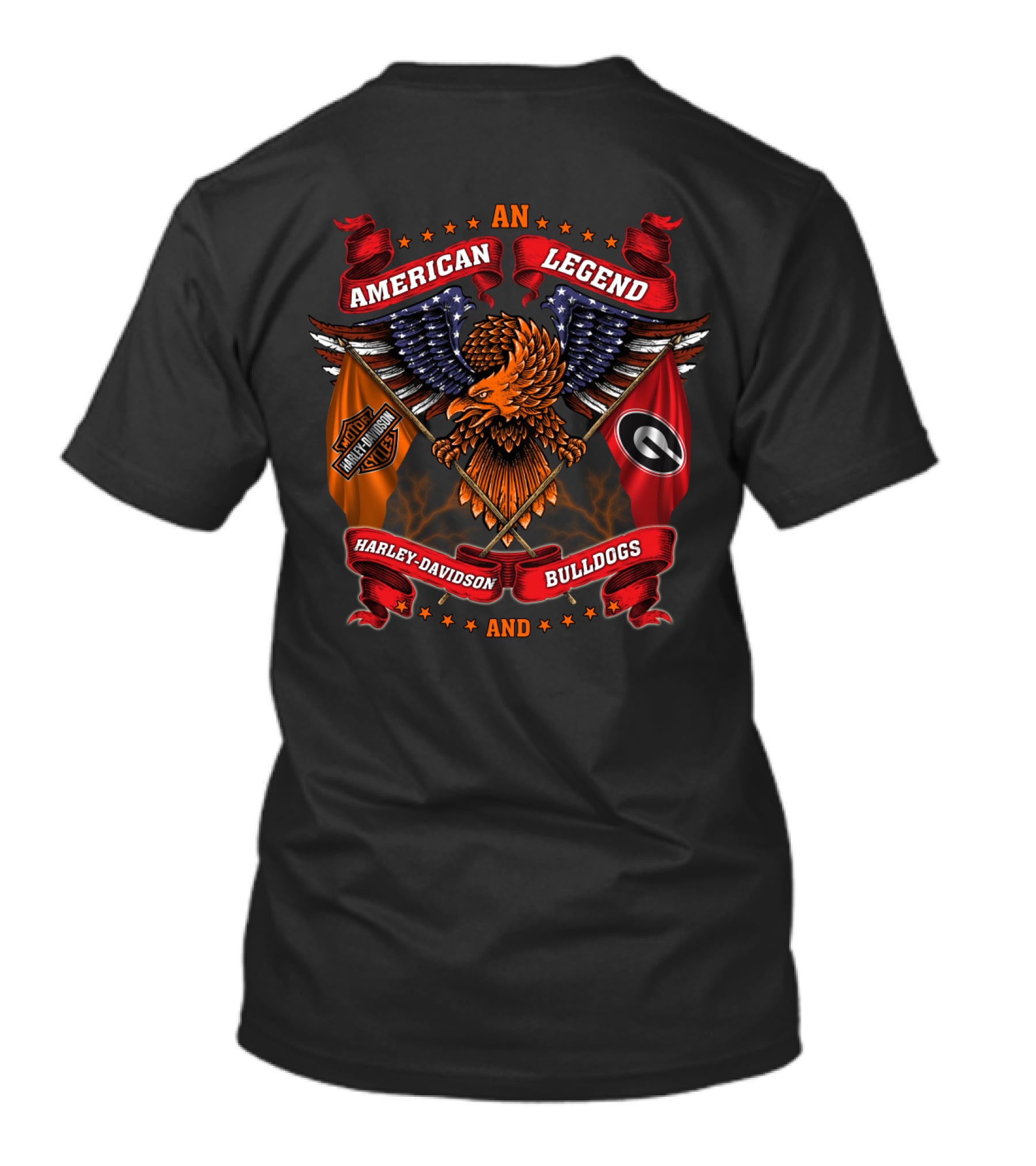 American Legend Harley Davidson And Bulldogs T-Shirt