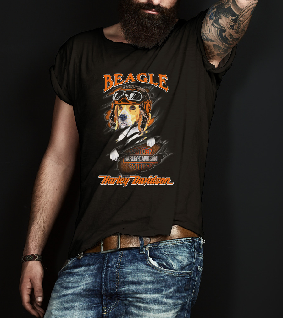 Beagle Harley Davidson Motorcycles Cycles T-Shirt