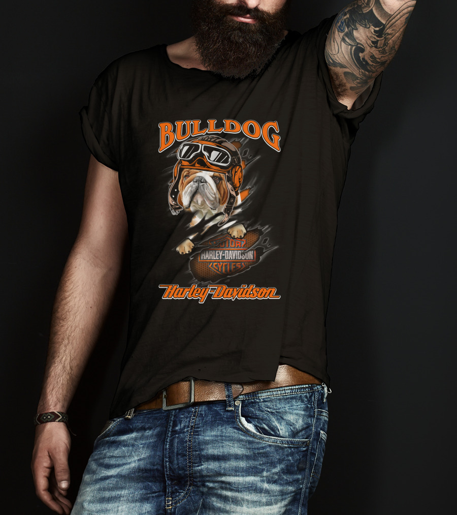 Bulldog Harley Davidson Motorcycles Rider T-Shirt