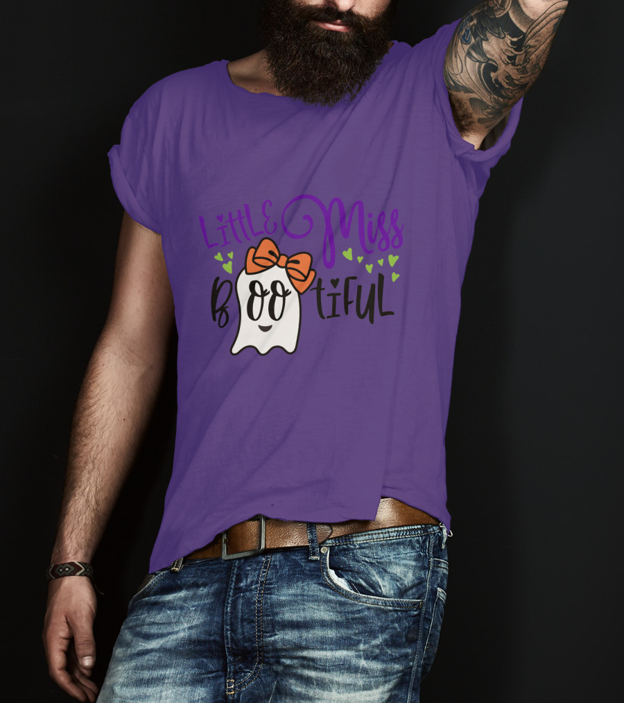 Little Miss Bootiful Ghost With Bow And Hearts T-Shirt
