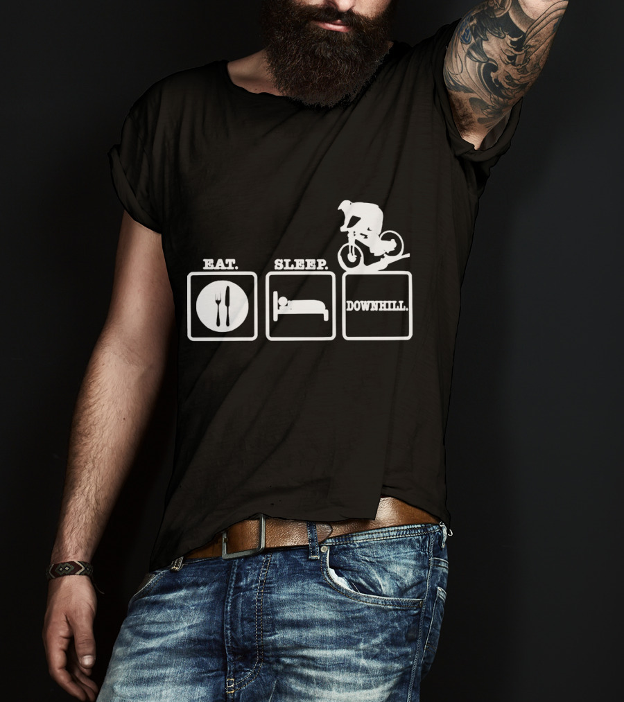 Eat Sleep Downhill Mountain Bike Cycling Cycle T-Shirt