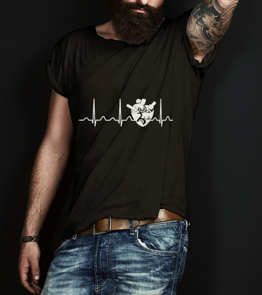 Biomedical Engineer Heart With EKG Elements And Mechanical Components T-Shirt
