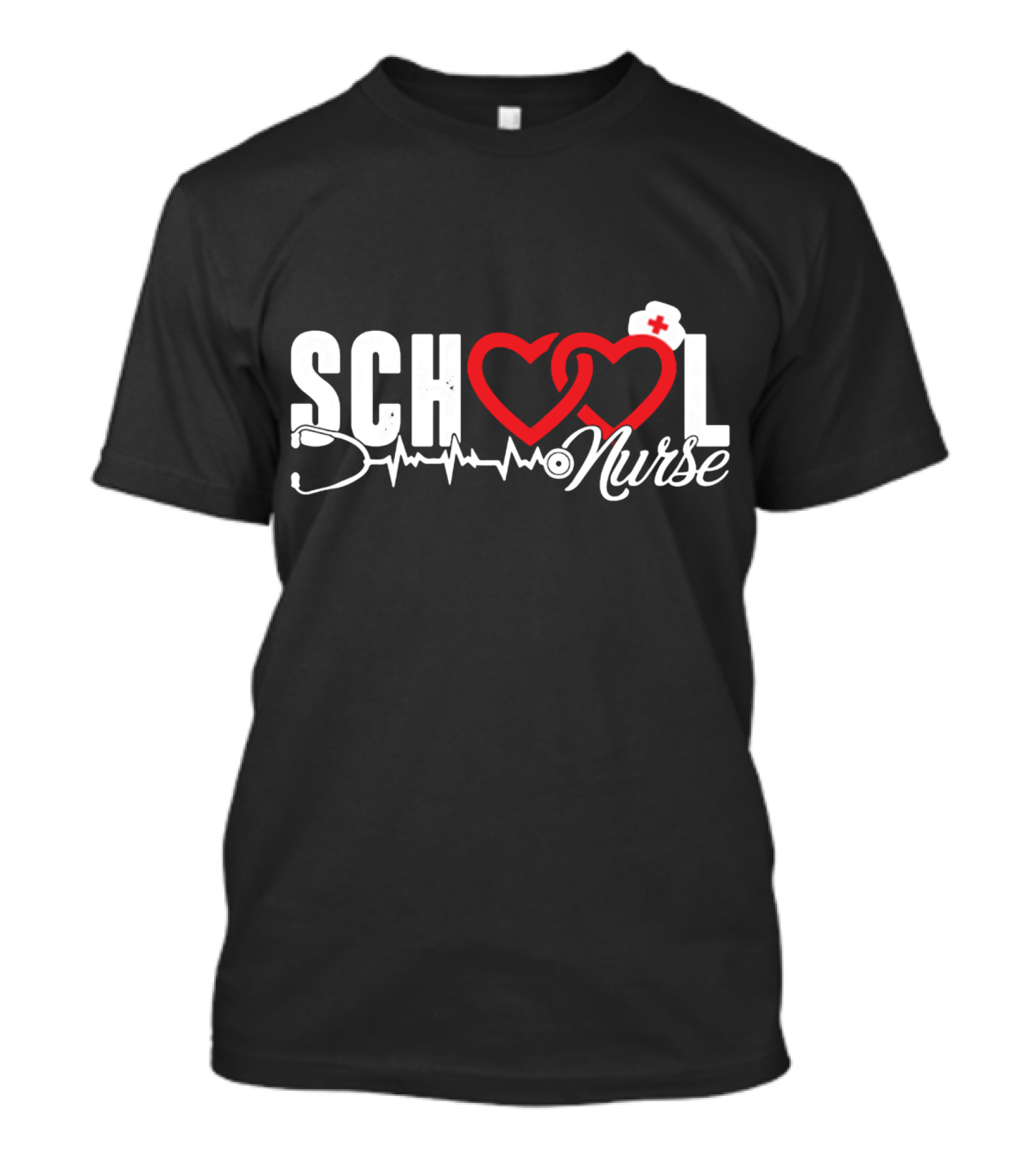 SCHOOL LOVE Nurse Stethoscope Heart And Hat T-Shirt