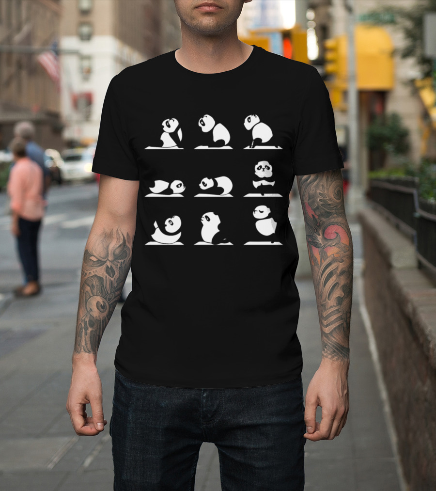Love Panda Yoga Pose Collection T-Shirt