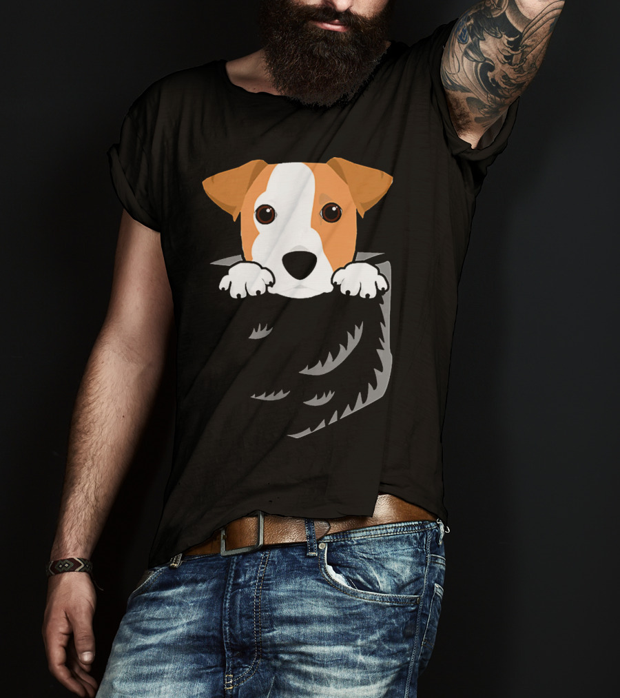 Adorable Jack Russell Terrier In Pocket Looking Out T-Shirt