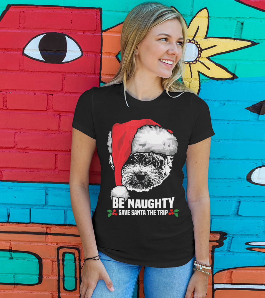 Be Naughty Save Santa The Trip Maltese Dog Christmas Humor T-Shirt