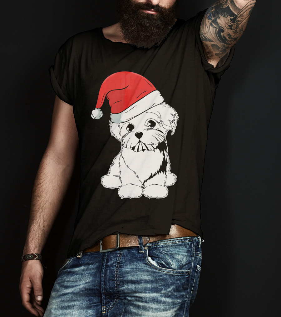 Best Christmas Maltese Santa Hat T-Shirt