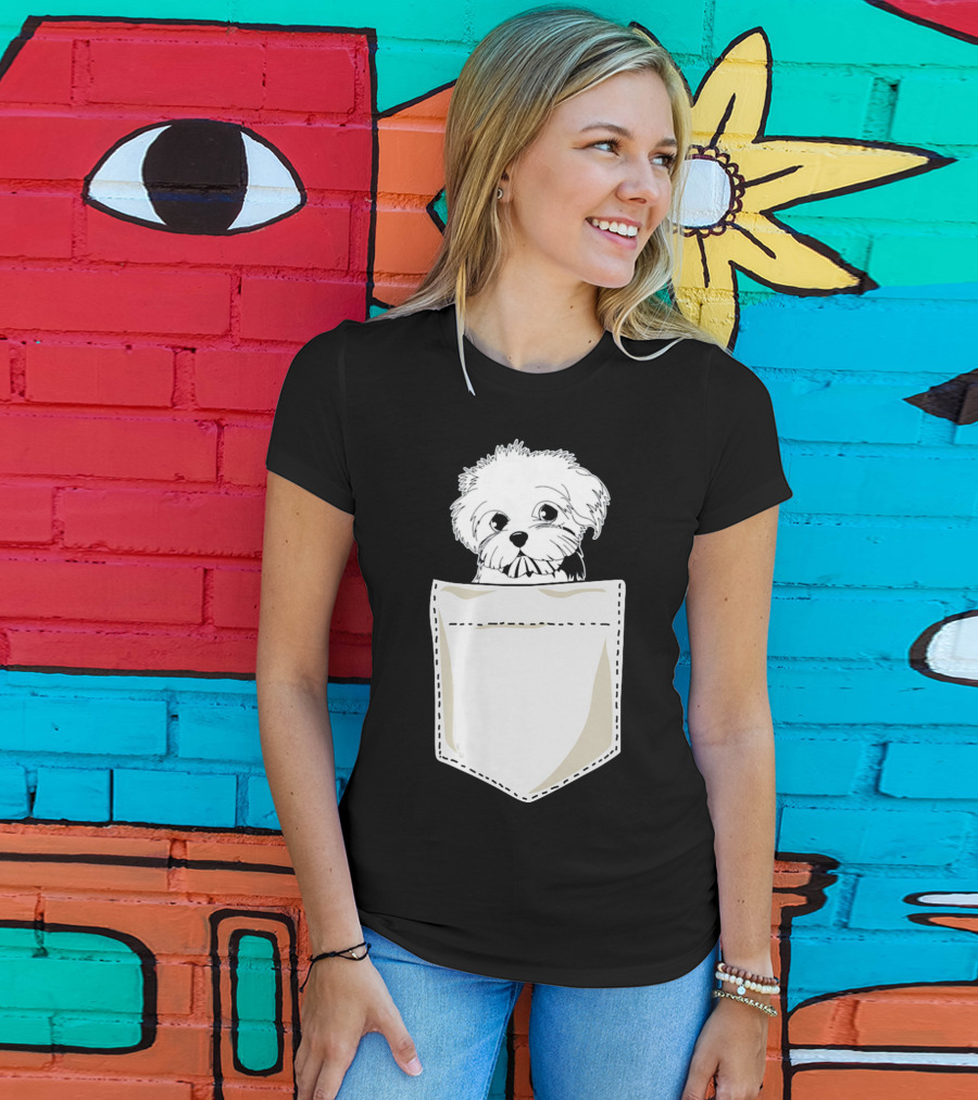 Best For Christmas Maltese Dog In Pocket T-Shirt