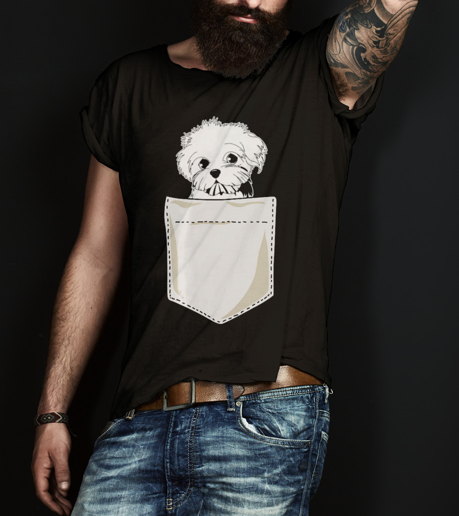 Best For Christmas Maltese Dog In Pocket T-Shirt