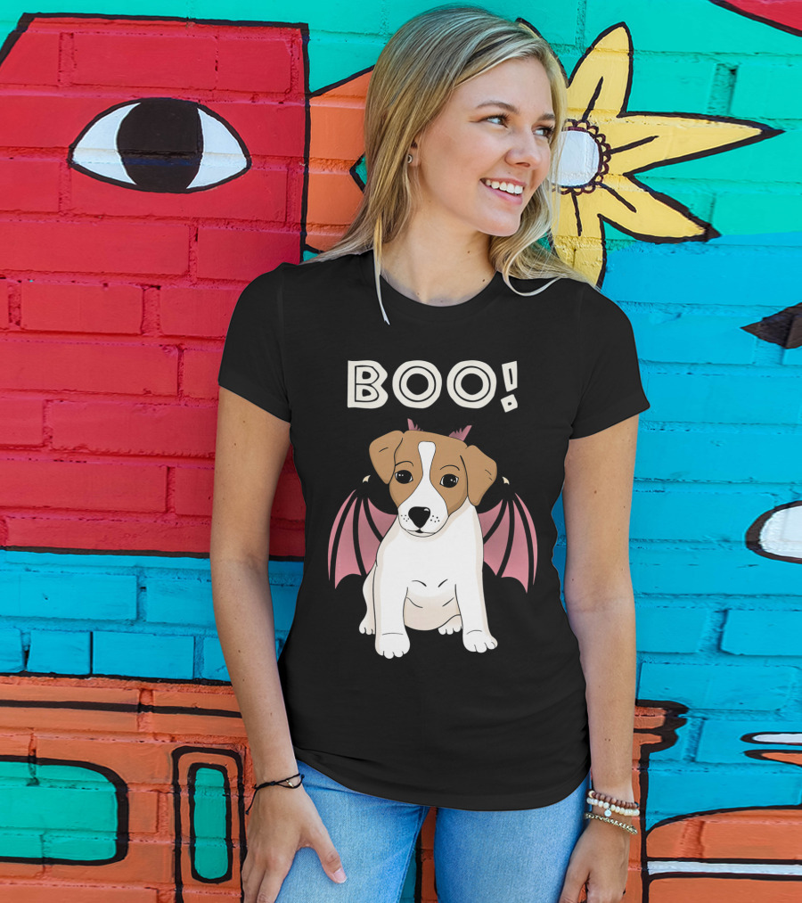 BOO Jack Russell Terrier With Bat Wings T-Shirt